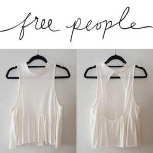 Free People Keyhole Cutout Back Flounce Tank Top